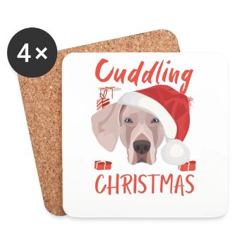 Merry Christmas Weimaraner - Coasters (set of 4) - white - Front