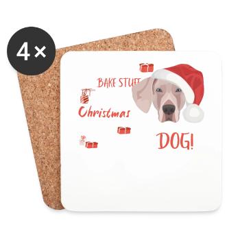 Merry Christmas Weimaraner - Coasters (set of 4) - white - Front