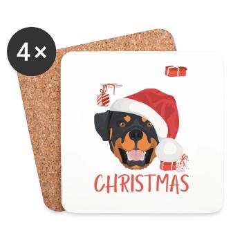 Rottweiler Frohe Weihnachten - Untersetzer (4er-Set) - Weiß - Vorne