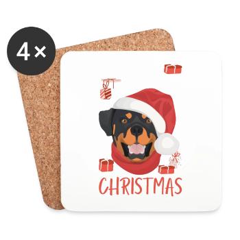 Rottweiler Frohe Weihnachten - Untersetzer (4er-Set) - Weiß - Vorne