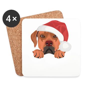 Rhodesian Ridgeback Joyeux Noël - Dessous de verre (lot de 4) - blanc - Devant