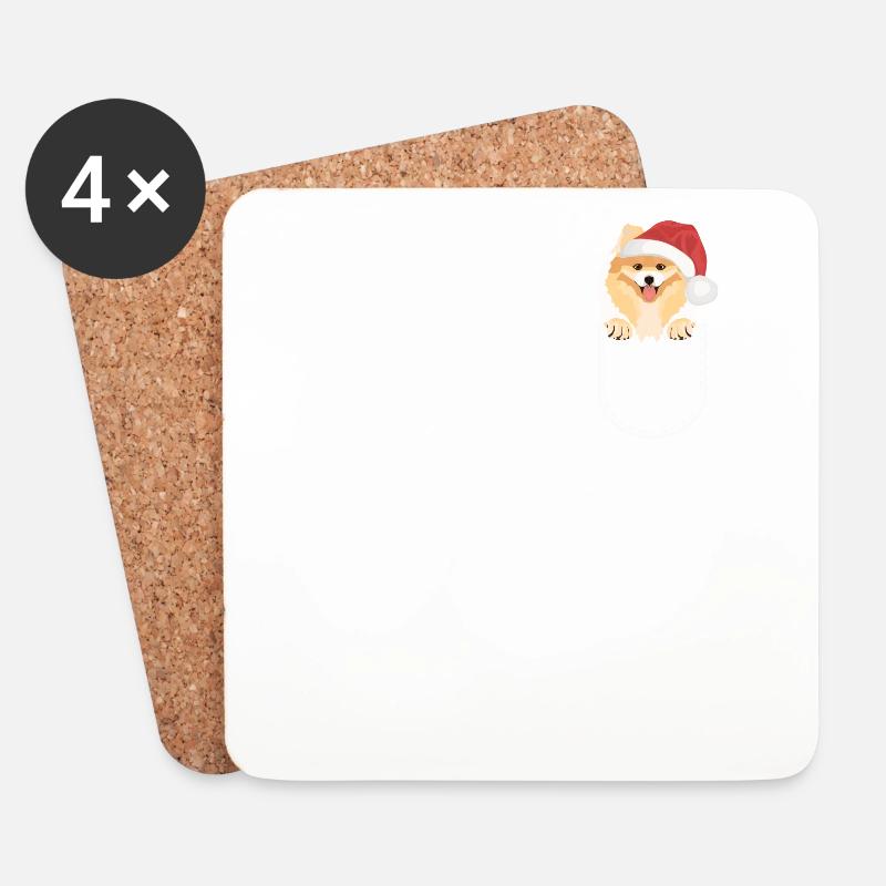 Zwergspitz Frohe Weihnachten - Untersetzer (4er-Set) - Weiß