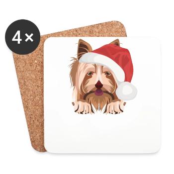 Yorkshire Terrier Merry Christmas - Coasters (set of 4) - white - Front