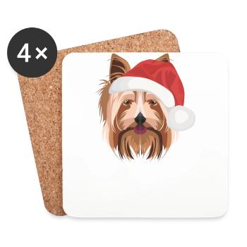 Yorkshire Terrier Merry Christmas - Coasters (set of 4) - white - Front