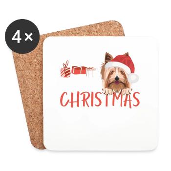 Yorkshire Terrier Merry Christmas - Coasters (set of 4) - white - Front