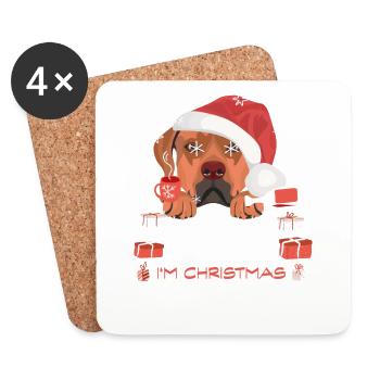 Rhodesian Ridgeback Christmas Market - Coasters (set of 4) - white - Front