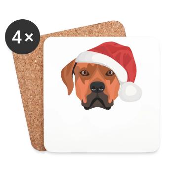 Rhodesian Ridgeback Joyeux Noël - Dessous de verre (lot de 4) - blanc - Devant
