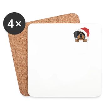 Wire-haired Dachshund Merry Christmas - Coasters (set of 4) - white - Front