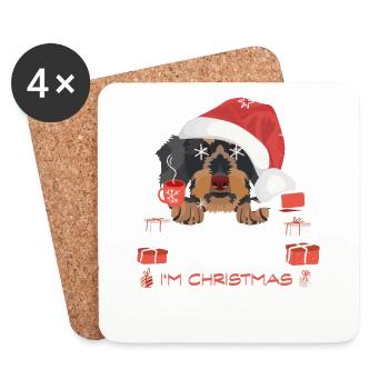 Marché de Noël du teckel à poil dur - Dessous de verre (lot de 4) - blanc - Devant