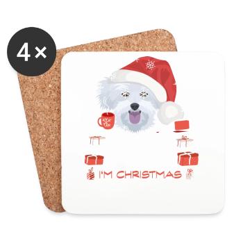 Maltese Christmas Market - Coasters (set of 4) - white - Front