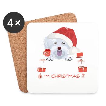 Marché de Noël maltais - Dessous de verre (lot de 4) - blanc - Devant