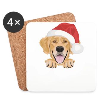 Golden Retriever Merry Christmas - Coasters (set of 4) - white - Front