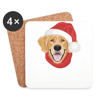 Golden Retriever Merry Christmas - Coasters (set of 4) - white - Front