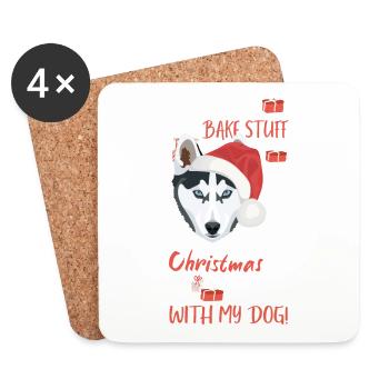 Husky Frohe Weihnachten - Untersetzer (4er-Set) - Weiß - Vorne