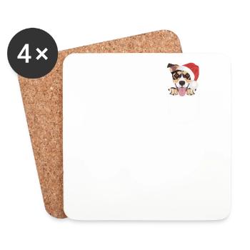 Jack Russell Terrier Joyeux Noël - Dessous de verre (lot de 4) - blanc - Devant