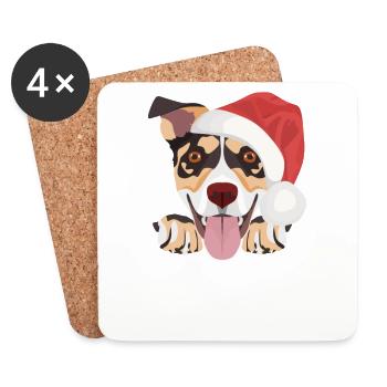 Jack Russell Terrier Joyeux Noël - Dessous de verre (lot de 4) - blanc - Devant