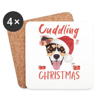 Jack Russell Terrier Joyeux Noël - Dessous de verre (lot de 4) - blanc - Devant