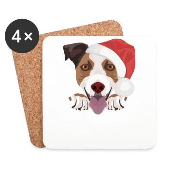 Jack Russell Terrier Joyeux Noël - Dessous de verre (lot de 4) - blanc - Devant