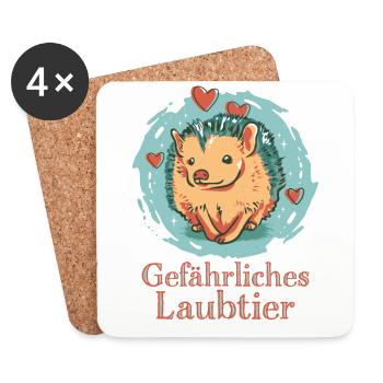 Gefährliches Laubtier Igel - Untersetzer (4er-Set) - Weiß - Vorne