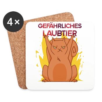 Gefährliches Laubtier Eichhörnchen - Untersetzer (4er-Set) - Weiß - Vorne