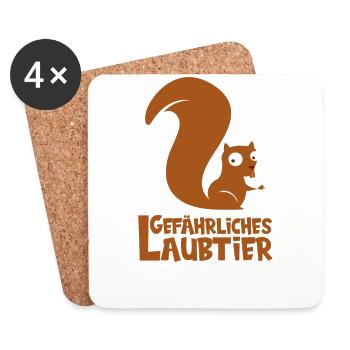 Gefährliches Laubtier Eichhörnchen - Untersetzer (4er-Set) - Weiß - Vorne