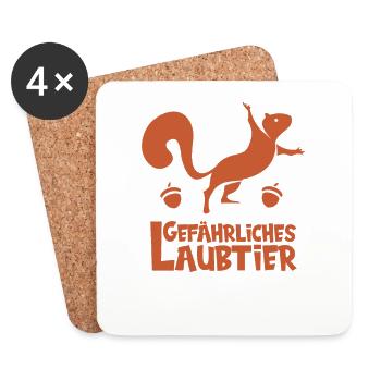 Gefährliches Laubtier Eichhörnchen - Untersetzer (4er-Set) - Weiß - Vorne