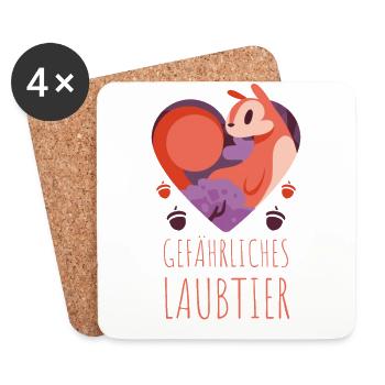Gefährliches Laubtier Eichhörnchen - Untersetzer (4er-Set) - Weiß - Vorne