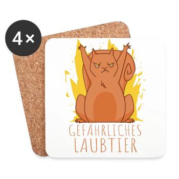 Gefährliches Laubtier Eichhörnchen - Untersetzer (4er-Set) - Weiß - Vorne