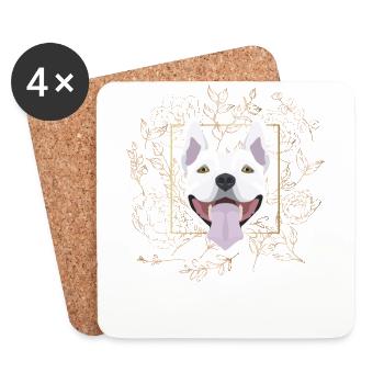Goldener Hund Bullterrier - Untersetzer (4er-Set) - Weiß - Vorne
