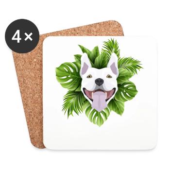 Tropical Bull Terrier - Dessous de verre (lot de 4) - blanc - Devant