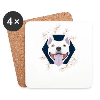 Goldener Hund Bullterrier - Untersetzer (4er-Set) - Weiß - Vorne