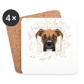 Goldener Hund Deutscher Boxer - Untersetzer (4er-Set) - Weiß - Vorne