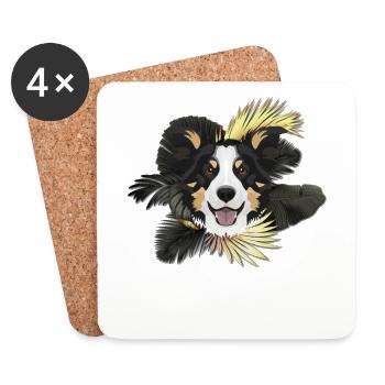 Golden Dog Border Collie - Coasters (set of 4) - white - Front
