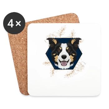 Golden Dog Border Collie - Coasters (set of 4) - white - Front