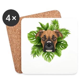 Tropical Deutscher Boxer - Untersetzer (4er-Set) - Weiß - Vorne