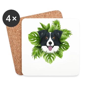 Tropical Border Collie - Dessous de verre (lot de 4) - blanc - Devant