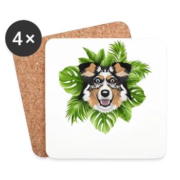Tropical Australian Shepherd - Coasters (set of 4) - white - Front