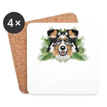 Tropical Australian Shepherd - Coasters (set of 4) - white - Front