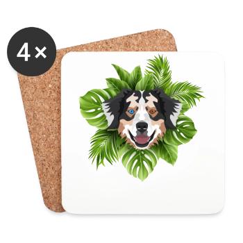 Tropical Australian Shepherd - Coasters (set of 4) - white - Front