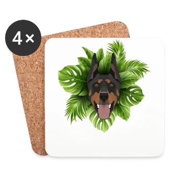 Tropical Doberman - Dessous de verre (lot de 4) - blanc - Devant