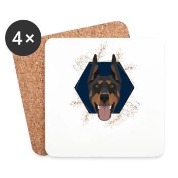 Goldener Hund Dobermann - Untersetzer (4er-Set) - Weiß - Vorne