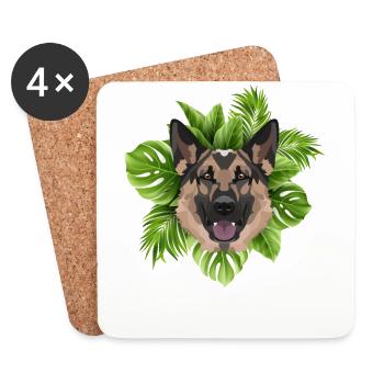 Tropical German Shepherd - Coasters (set of 4) - white - Front