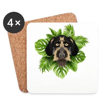 Tropical Deutsch Drahthaar - Untersetzer (4er-Set) - Weiß - Vorne
