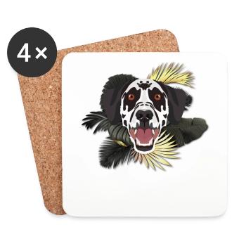 Goldener Hund Dalmatiner - Untersetzer (4er-Set) - Weiß - Vorne