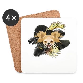 Goldener Hund Chihuahua - Untersetzer (4er-Set) - Weiß - Vorne