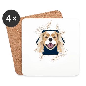 Golden Dog Cavalier King Charles Spaniel - Dessous de verre (lot de 4) - blanc - Devant