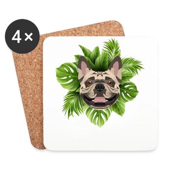Bouledogue Français tropical - Dessous de verre (lot de 4) - blanc - Devant