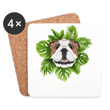Tropical English Bulldog - Coasters (set of 4) - white - Front