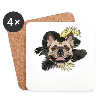 Chien d’or Français bouledogue - Dessous de verre (lot de 4) - blanc - Devant