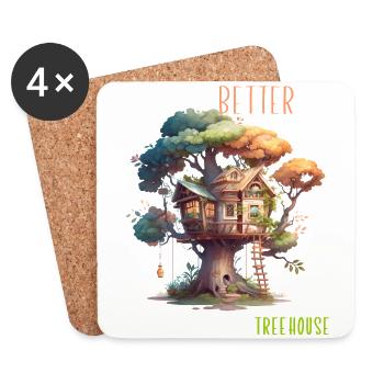 Treehouse builder - Life is better up - Coasters (set of 4) - white - Front